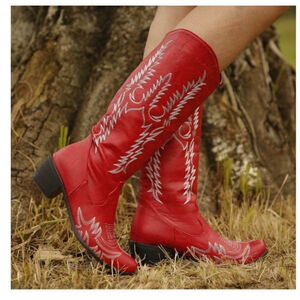 Tawop Embroidered Cowboy Cowgirl Western Knee High Boot Block Heel Pull-On